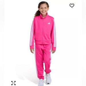 Girls Hot Pink Adidas Tricot Jacket and Joggers, 2-Piece Set size 6